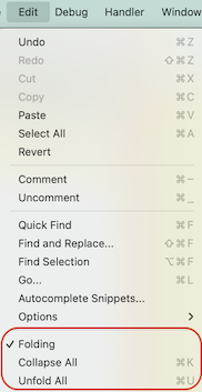 Edit Menu in Edit Mode